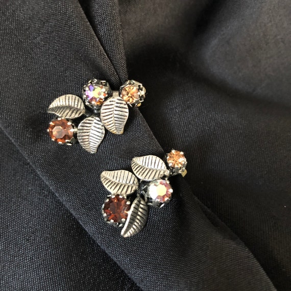 Beautiful rhinestone clip earrings Aurora Boreali… - image 2