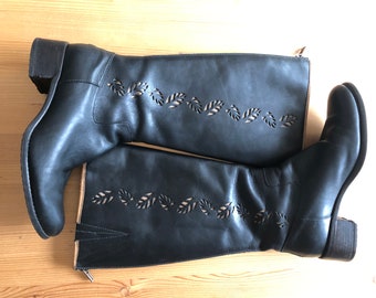 Schwarze Leder Stiefel TIMBERLAND Damenstiefel Lederstiefel DE Gr 38 echtes Leder, hochwertig, sehr gute Qualität, langer Zipper hinten