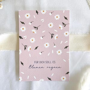 Postkarte "für dich soll es Blumen regnen" mit Gänseblümchen Blumen Aquarell A6 Karte Freundschaft Geburtstag Danke sagen Gruß nette Geste