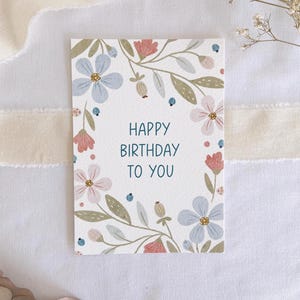 Postkarte "Happy Birthday" Flowers Aquarell A6 Karte Geburtstag Postkarte Geburtstagskarte Geburtstagsgeschenk Mama Frau Oma Blumen