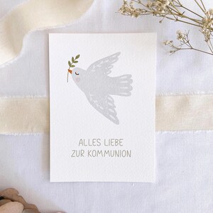 Postkarte Kommunion "Taube" A6 Aquarell Kinder Postkarte Mädchen Postkarte Junge Karte Taube Kommunionskarte
