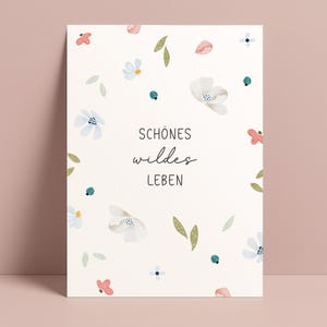 Postkarte "schönes wildes Leben" mit Wildblumen Aquarell A6 Karte Hochzeit Freundschaft Geburtstag  Gruß nette Geste Grußkarte Geburt