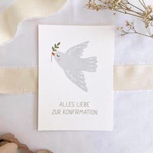 Postkarte Konfirmation "Taube" A6 Aquarell Kinder Postkarte Mädchen Postkarte Junge Karte Taube Konfirmationskarte