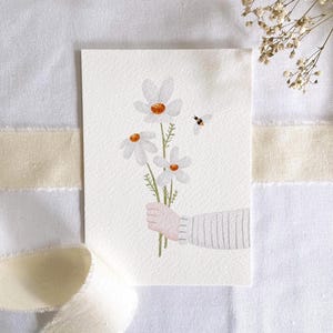 Postkarte Danke "Blumen" Kamille Aquarell A6 Karte Blumenstrauß Hand Postkarte Geburtstag Geburtstagskarte Geburtstagsgeschenk