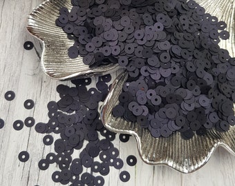 Loose Sequins, Italian Premium Quality Paillettes, Satin Black (#996W) Sequins 2-3-4 mm, Andrea Bilics Sequins