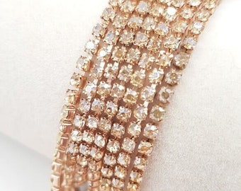 Bekerketting met strass: champagne, roségouden coating, SS8