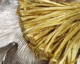 Raffia parelafwerking, gouden olijfkleur, 5 mm breed