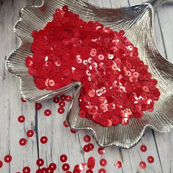 Italian Flat Sequins/Paillettes, Red with Metallic Aspect #4369 by Andrea Bilics