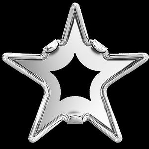 4745/S Swarovski Rivoli Star Tombac Settings, Rhodium Plated, 5-10 mm