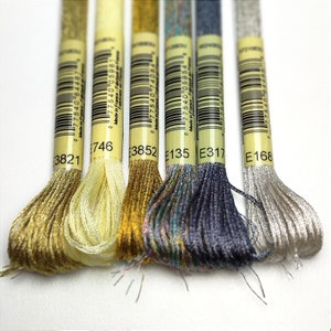 DMC Light Effects/Metallic Thread, Cross Stitch & Light Effects Embroidery Floss, DMC Embroidery Metallized Mouline, Color You Choose image 4