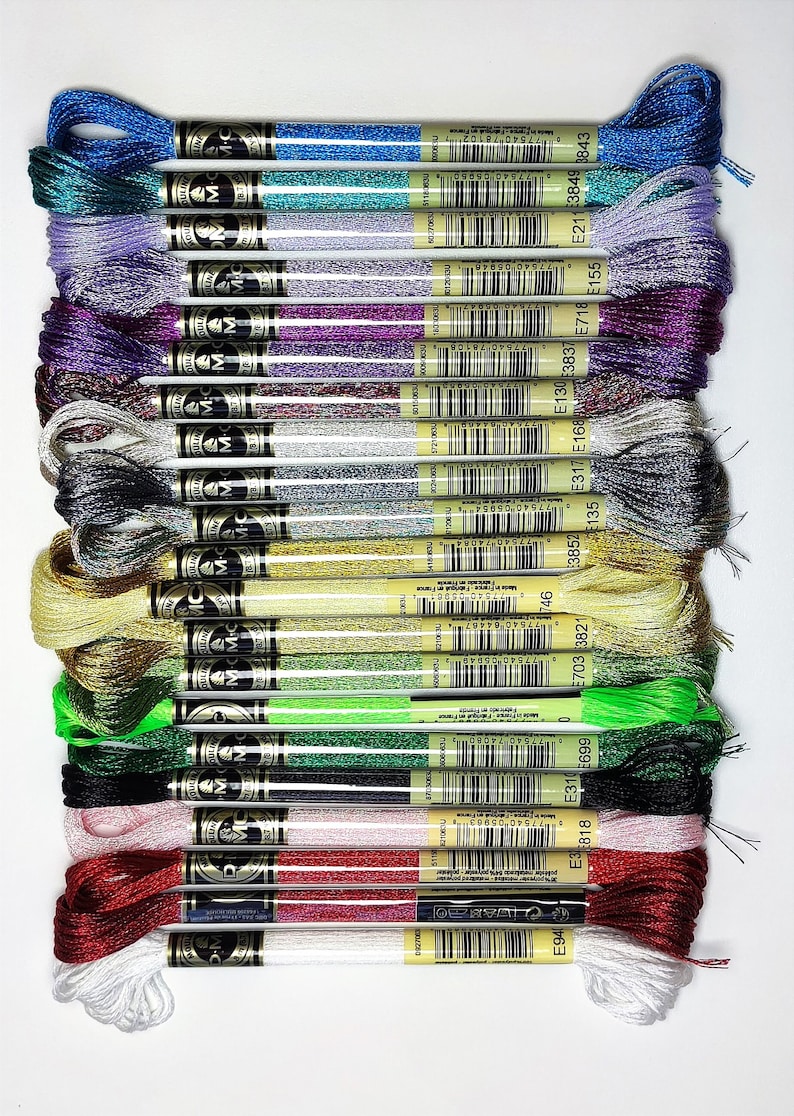 DMC Light Effects/Metallic Thread, Cross Stitch & Light Effects Embroidery Floss, DMC Embroidery Metallized Mouline, Color You Choose image 1