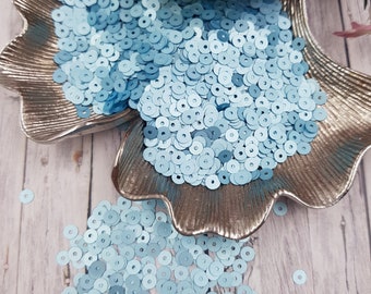 Loose Sequins, Italian Premium Quality Paillettes, Satin Sky Blue (#606W) Sequins 2 mm, 4 mm, Andrea Bilics Sequins