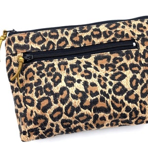 Leo Muster Kosmetiktasche Medium mit extra Reißverschluß Fach Rockabilly Tasche Leoprint Canvas