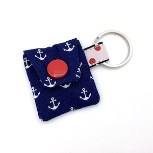 Kleine Anker Blau Chiptäschchen mit Chip Einkaufschiptasche Schlüsselanhänger aus Stoff Einkaufswagen-Chip