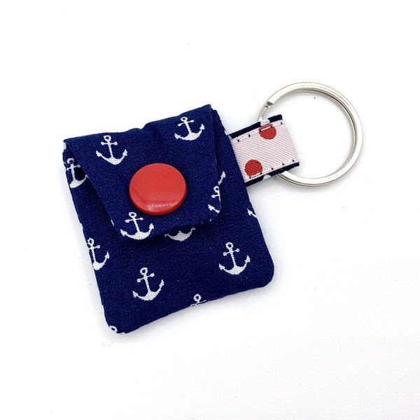 Small Anchor Blue Chip Pouch with Chip Shopping Chip Bag Keychain made fabric shopping cart chip
