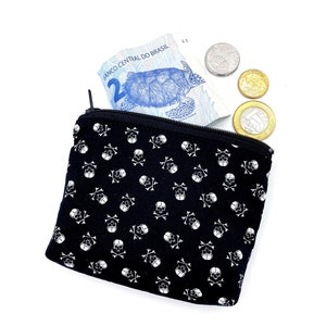 Kleine Totenköpfe Schwarz Mini-Portemonnaie Skulls Halloween Geldbeutel Schwarz Gothic