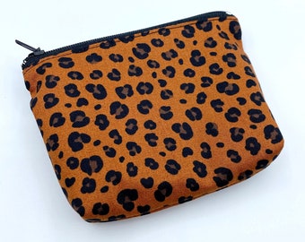 Leo Pattern Mini Wallet Brown Black Fabric Purse Rockabilly Pinup