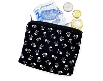 Kleine Totenköpfe Schwarz Mini-Portemonnaie Skulls Halloween Geldbeutel Schwarz Gothic