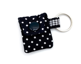 Black Dotted Chip Bag with Chip Shopping Chip Bag Fabric Keychain Shopping Cart Chip