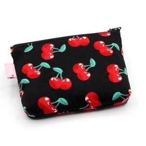 Monedero mini cartera cerezas grandes negro rockabilly