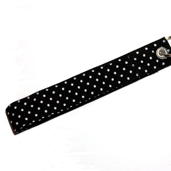 Kleine Punkte Schwarz Schlüsselband kurz Stoff Polkadots Rockabilly