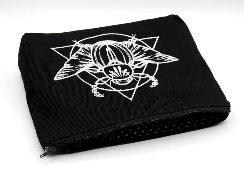 Scarab Beetle Cosmetic Bag L Embroidered Black image 2