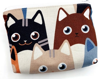 Cute Cats Mini Wallet Grey Colorful Fabric Wallet Coin Wallet