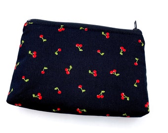 Small cosmetic bag cherries black Cherry Pouch Rockabilly