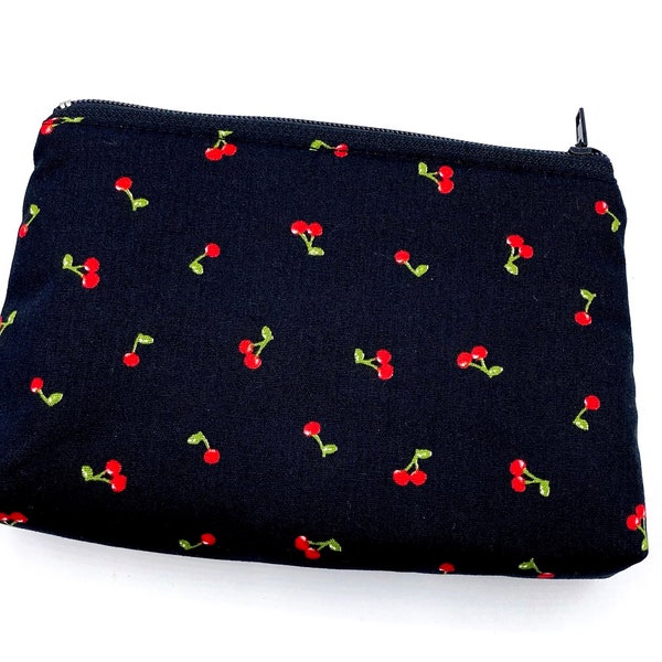 Kleine Kosmetiktasche Kirschen schwarz Cherry Pouch Rockabilly