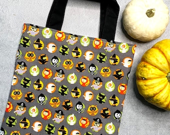 Spooky Kids Halloween Mini Tote Bag Bucket Bag Grey Colorful Gothic Mini Bag Pouch