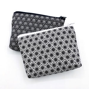 Étoiles japonaises Asanoha Noir Blanc Mini portefeuille Petit sac à main Fleurs
