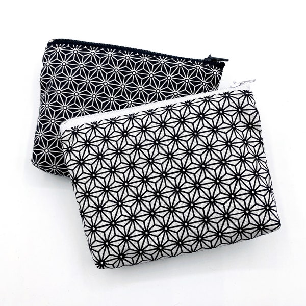 Japanese Stars Asanoha Black White Mini Wallet Monedero pequeño Flores