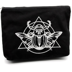 Scarab Beetle Cosmetic Bag L Embroidered Black image 1