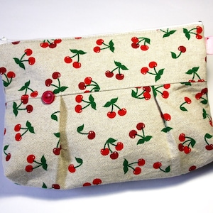 Kirschen Kosmetiktasche L Natur Rot Cherries