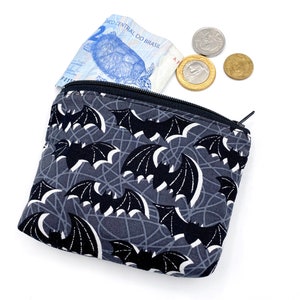 Morcegos Cinza Preto Mini Carteira Crânios Bolsa de Halloween Morcegos Góticos