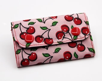 Kirschen Rosa Mini Portemonnaie Minimoneybag Geldbeutel Handmade Rockabilly