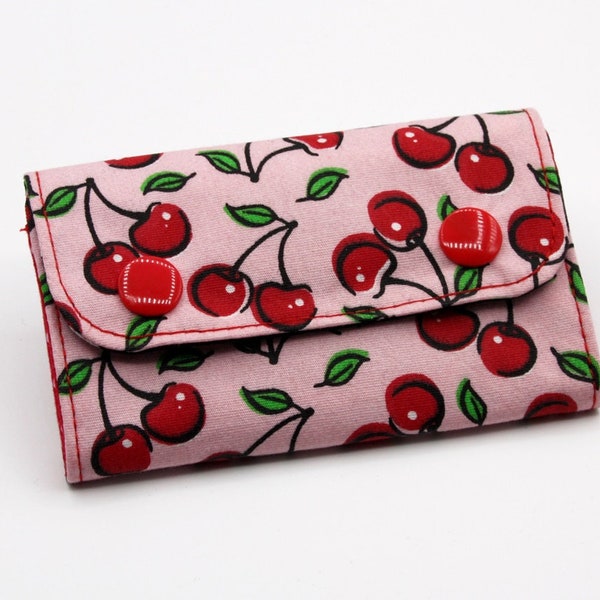 Kirschen Rosa Mini Portemonnaie Minimoneybag Geldbeutel Handmade Rockabilly