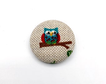 Süße Eule Stoffbutton/ Stoffbrosche Leinen Owl Pin