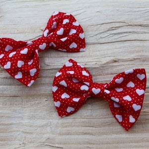 Red heart hair loop dots red white hair clip loop made of fabric