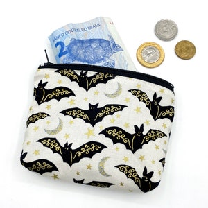 Mini carteira Bats Branco Preto Ouro Glitter Bolsa Morcegos Góticos