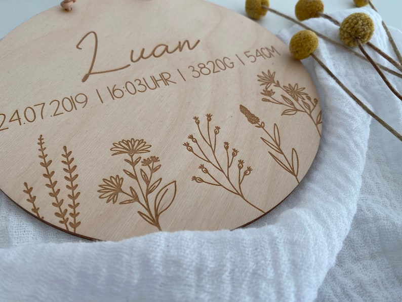 Wooden sign Birth of Floral Bouquet image 1