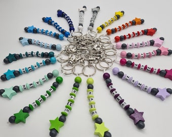 Keychain with name in 20 different colors, customizable engraving, school bag, baby child, kindergarten bag, name tag