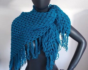 Triangular scarf boho (dark turquoise)