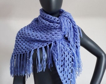 Triangular scarf boho (light blue/purple, bellflower)