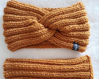 Headband TWIST with arm warmers (golden brown)