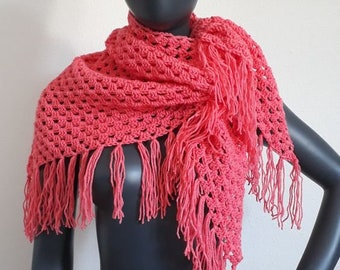 Triangular scarf boho (pink/orange, shrimp)