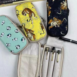 Étui pour stylo plume pour impression textile fait main St Penpps Sac de rangement pour stylo en tissu Sac pour stylo à fermeture éclair 3/4/5/6/8 fentes en option