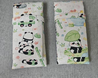 Handmade Panda Fountain Pen Case: 3-Slots Cotton Pen Bag