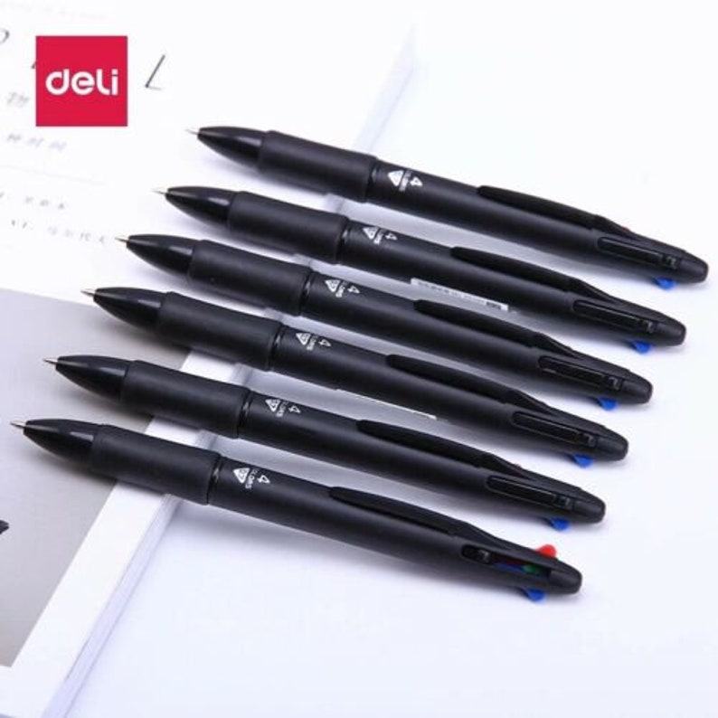 6pcs Deli MultiColor Pen 0.7mm Point 4 in 1 Colorful Retractable Ballpoint Pens