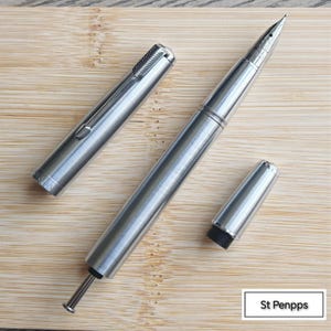St Penpps Yongsheng 601A Ganzstahl Version Vacumatic Füllfederhalter Kolbentyp Tintenstift F / M / Fude Nib Optional Silberclip Schreibgeschenk